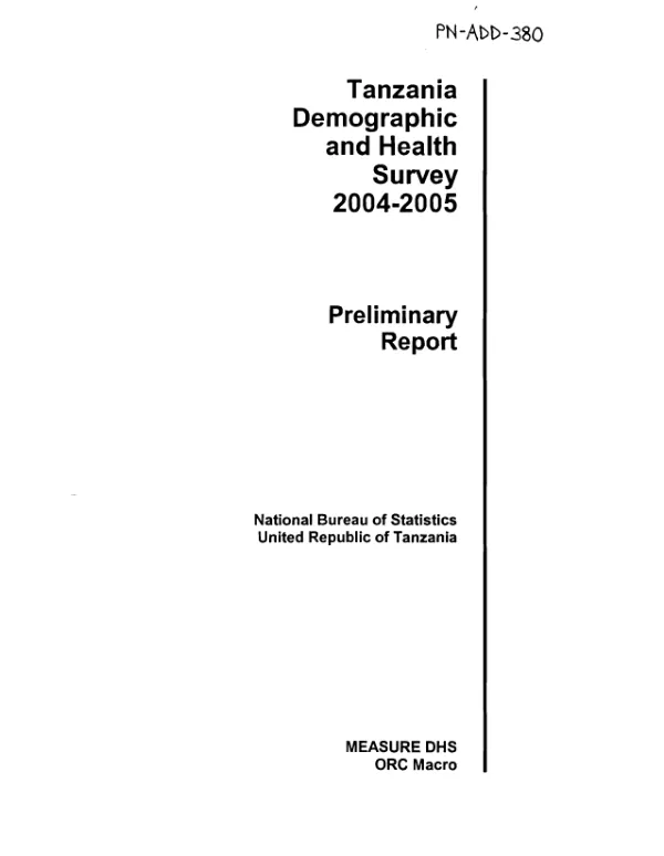 Tanzania demographic and health survey 2004-2005 : preliminary report