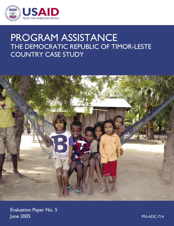 Program assistance : the Democratic Republic of Timor-Leste country case study