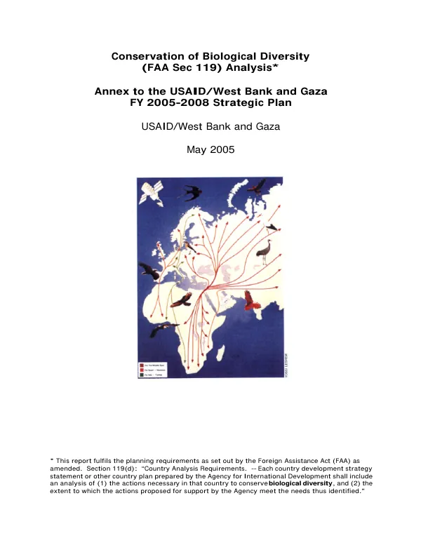 Conservataion of biological diversity (FAA Sec 119) analysis : annex to the USAID/West Bank and Gaza FY 2005-2008 strategic plan