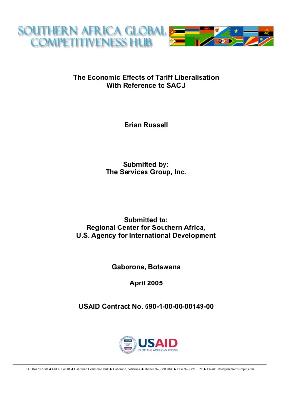 The economic effects of tariff liberalisation with refernee to SACU