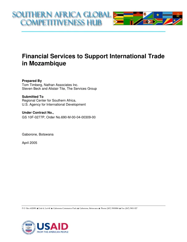 Financial services to support intnernational trade in Mozambique