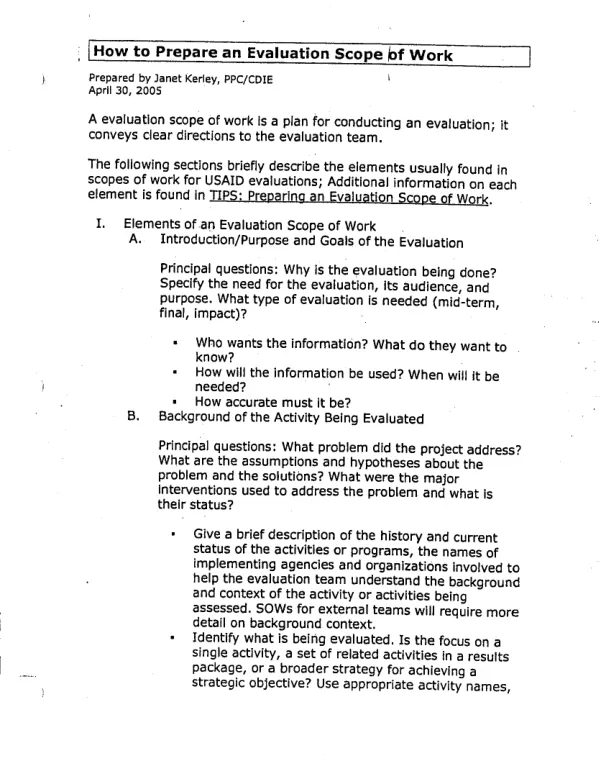 How to prepare an evaluation scope of work