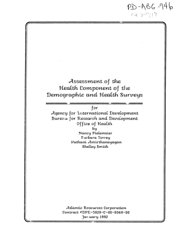 Assessment of the health component of the demographic and health surveys