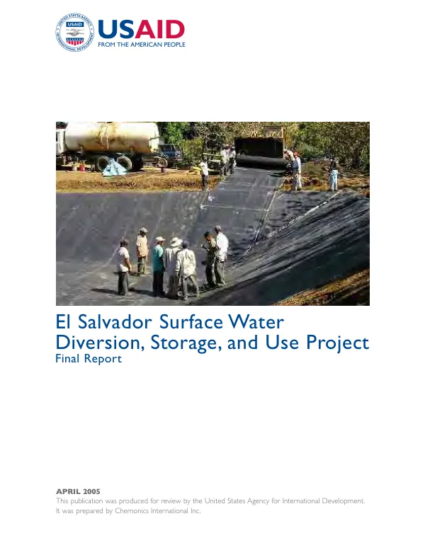 El Salvador surface water diversion, storage, and use project : final report