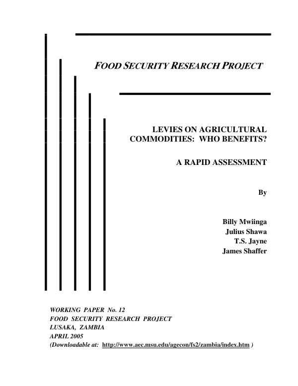 Levies on agricultural commodities : who benefits? : a rapid assessment