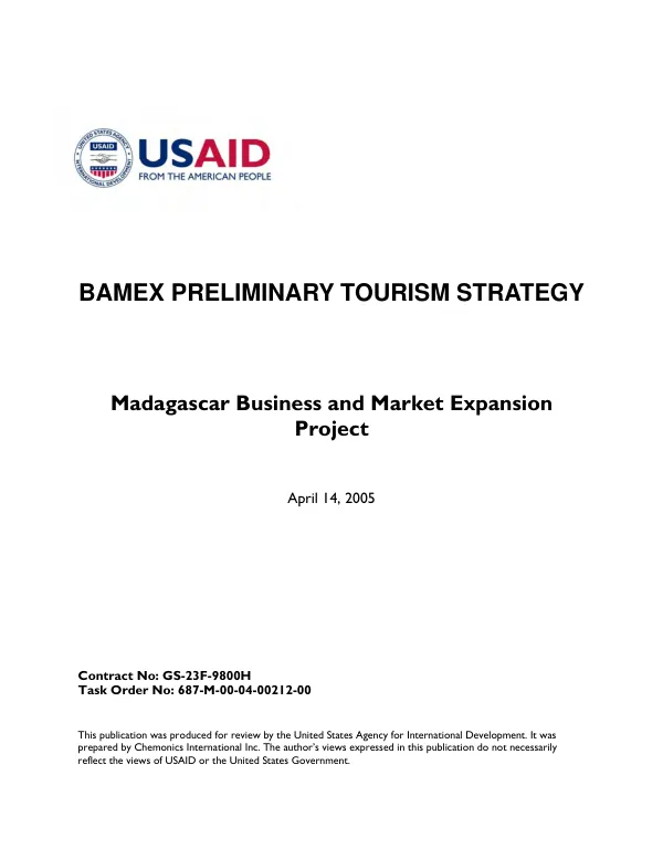 BAMEX preliminary tourism strategy : deliverable for task 1 -- ecotourism