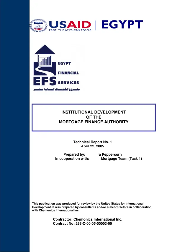 Institutional development of the Mortgage Finance Authority