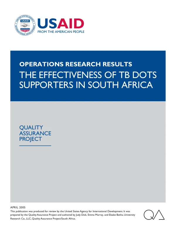 The effectiveness of TB DOTS supporters in South Africa
