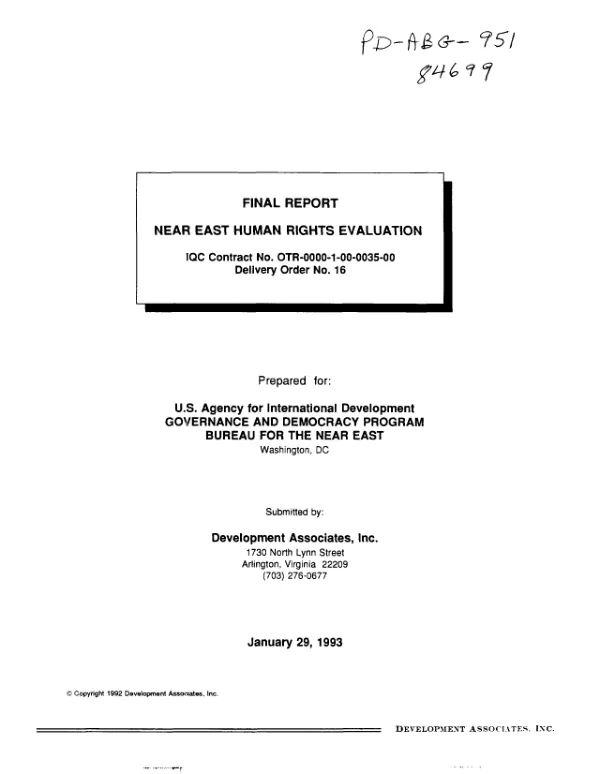 Final report : Near East human rights evaluation