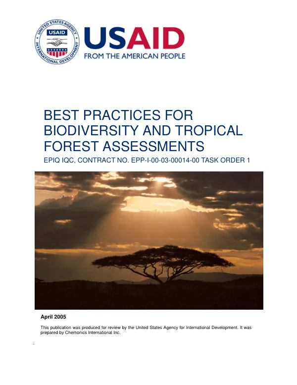 Best practices for biodiversity and tropical forest assessments