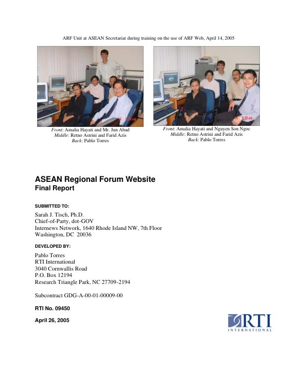 ASEAN regional forum website : final report