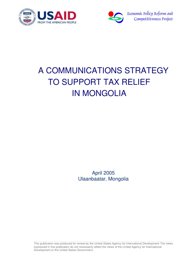 Communications strategy to support tax relief in Mongolia
