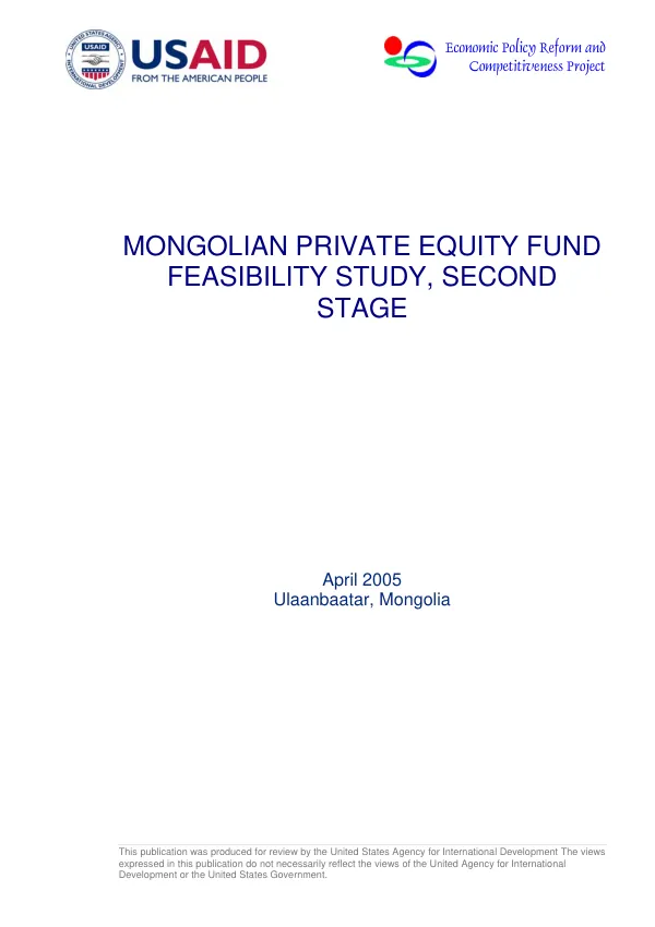 Mongolian private equity fund feasibility study, second stage