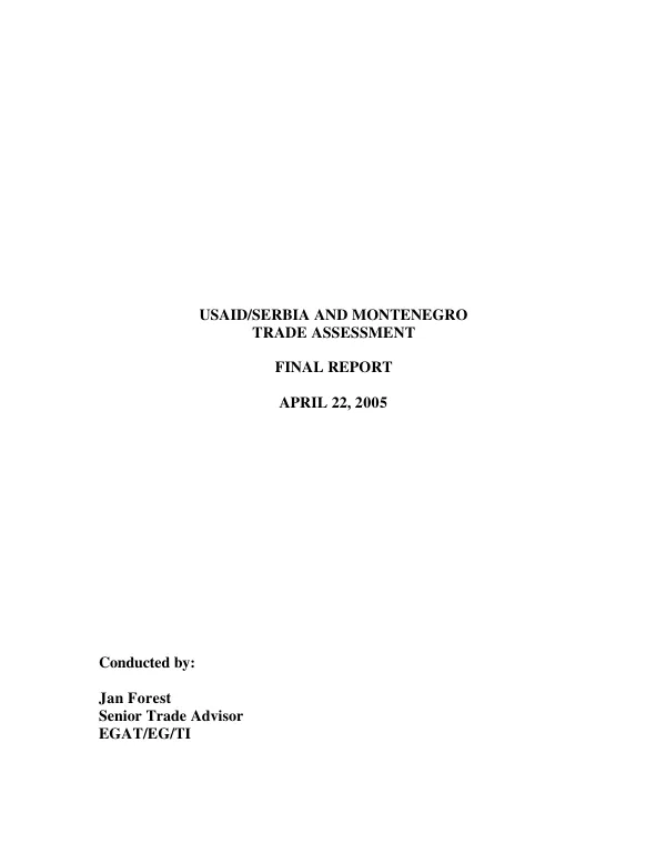 USAID/Serbia and Montenegro trade assessment : final report