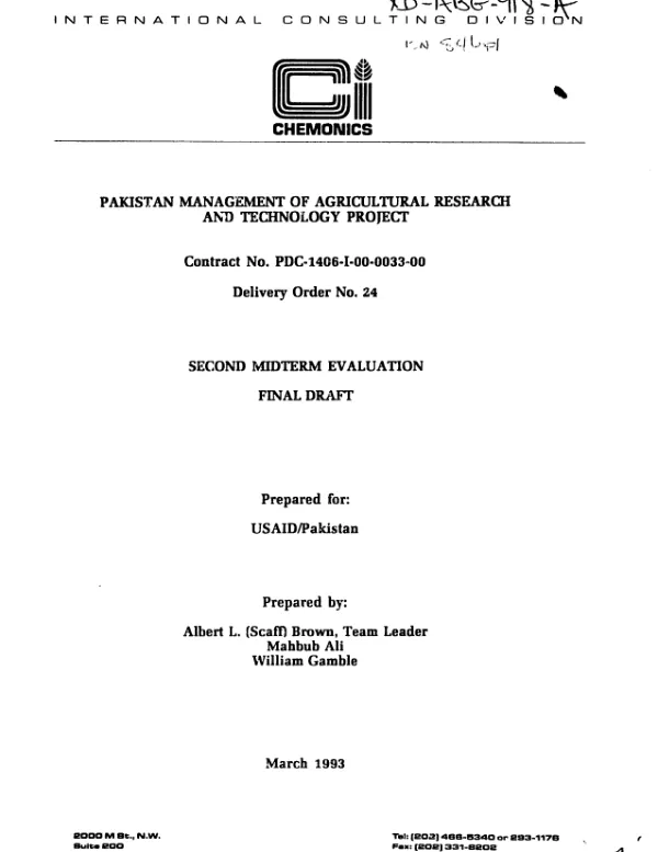 Pakistan management of agricultural research and technology project : second midterm evaluation