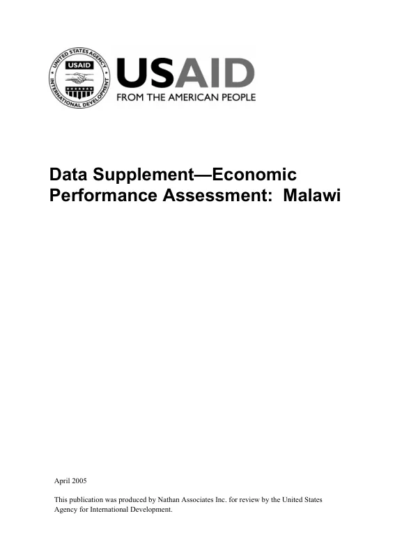 Data supplement economic performance assessment : Malawi