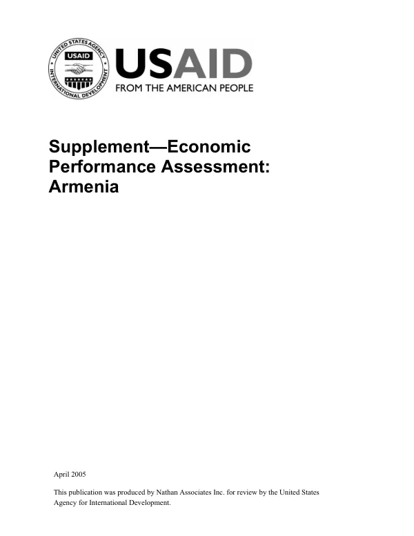 Supplement economic performance assessment : Armenia