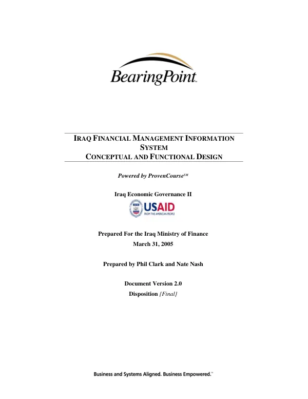 Iraq financial management information system : conceptual and functional design