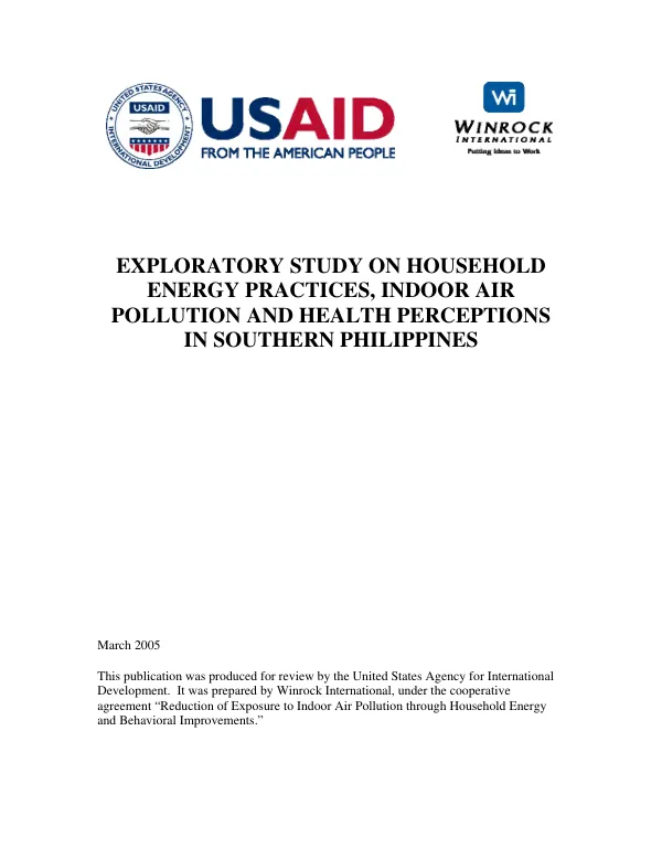 Exploratory study on household energy practices, indoor air pollution and health perceptions in southern Philippines