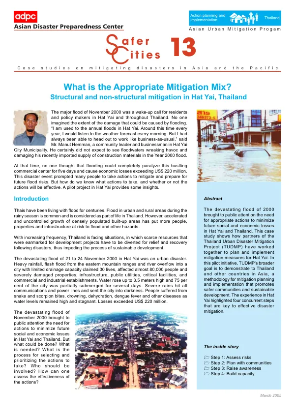 What is the appropriate mitigation mix? : structural and non-structural mitigation in Hat Yai, Thailand