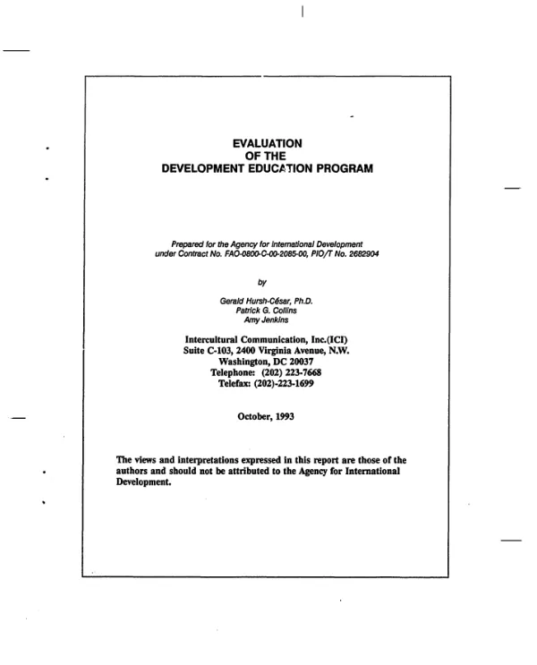 Evaluation of the development education program