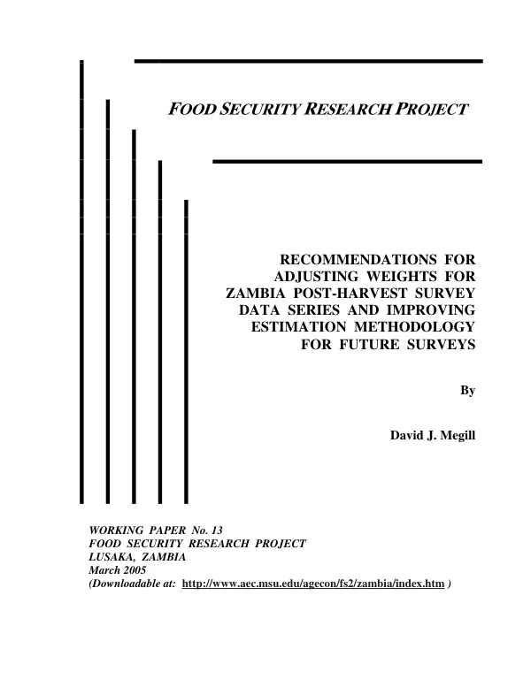 Recommendations for adjusting weights for Zambia post-harvest survey data series and improving estimation methodology for future surveys