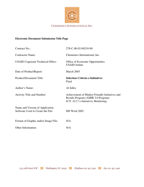 Selection criteria e-initiatives : final