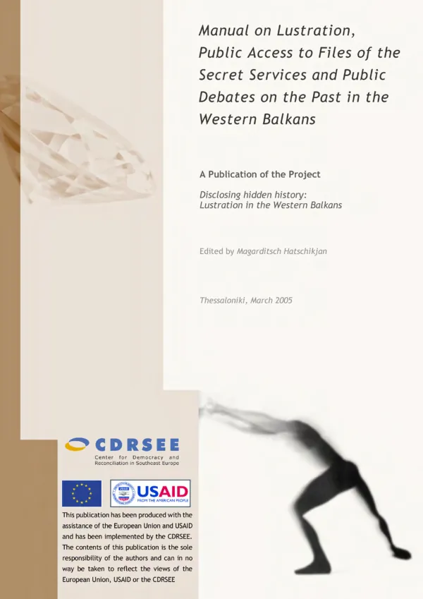 Manual on lustration, public access to files of the secret services and public debates on the past in the western Balkans