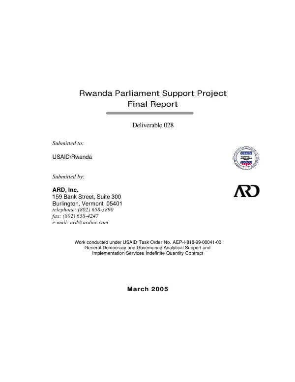 Rwanda parliament support project : final report