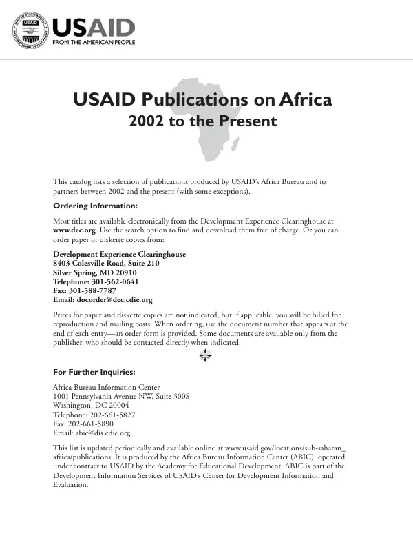 USAID publications on Africa 2002 to the present