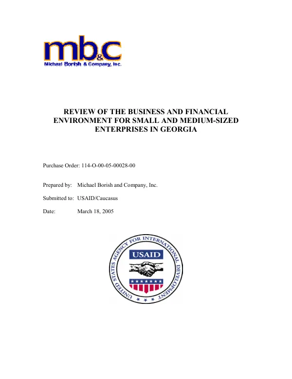 Review of the business and financial environment for small and medium-sized enterprises in Georgia