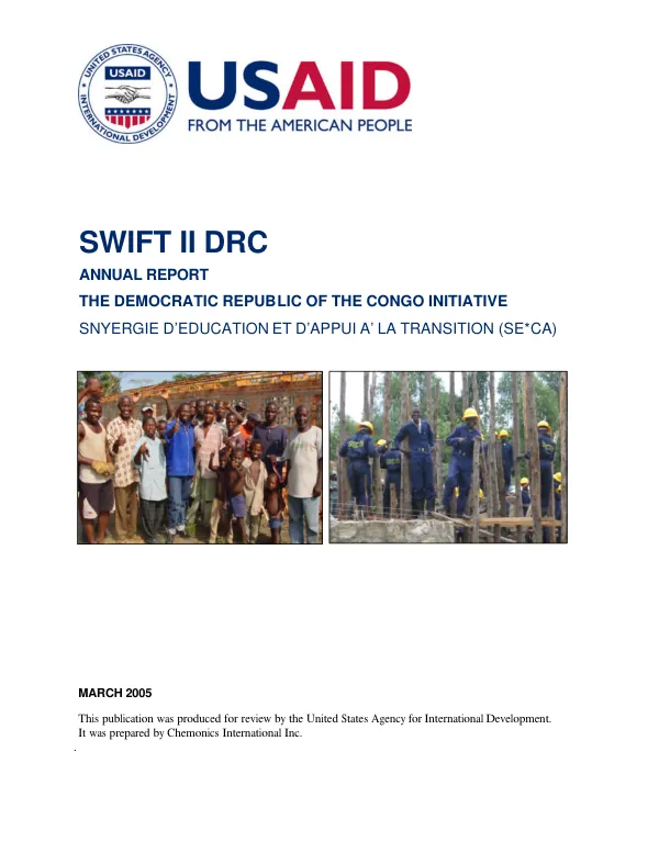 SWIFT II DRC annual report : the Democratic Republic of the Congo initiative -- snyergie [i.e. synergie] d"education et d"appui a la transition (SE*CA)