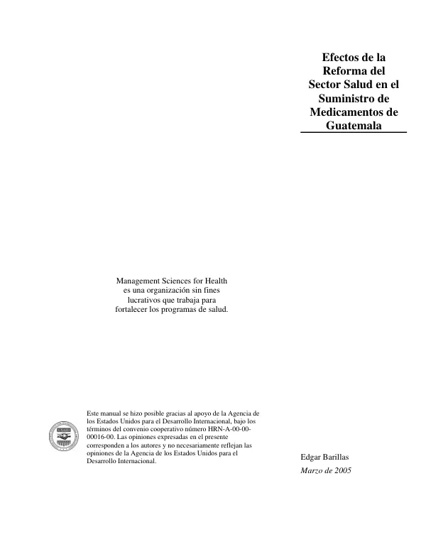 Efectos de la reforma del sector salud en el suministro de medicamentos de Guatemala