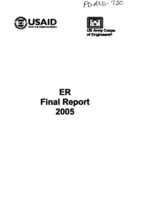Participating agency service agreement (PASA) no. 519-00-01-00133-00 : [ER (Earthquake Reconstruction)] [final] report, 7/16/200 [i.e. 2001]-03/31/2005