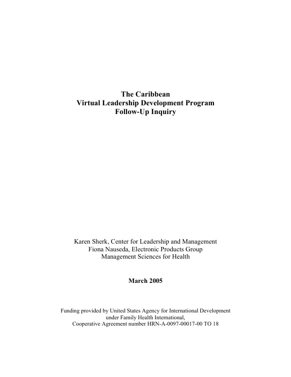 The Caribbean virtual leadership development program [VLDP] : follow-up inquiry