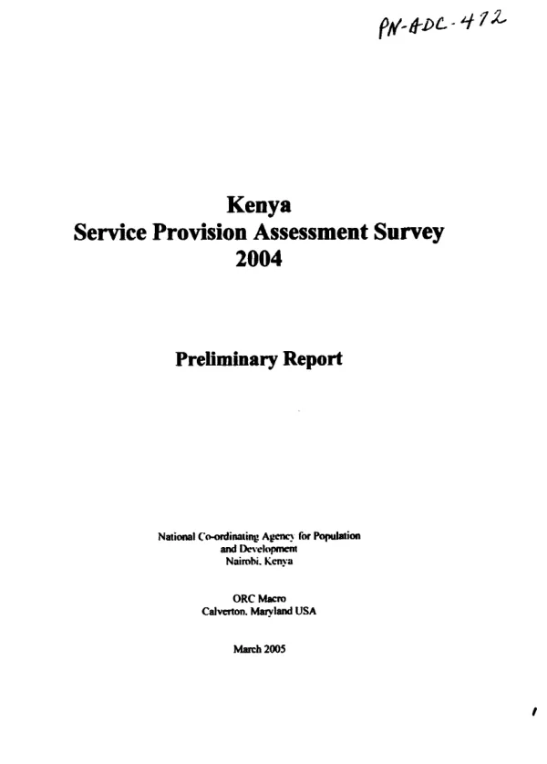 Kenya service provision assessment survey 2004 : preliminary report