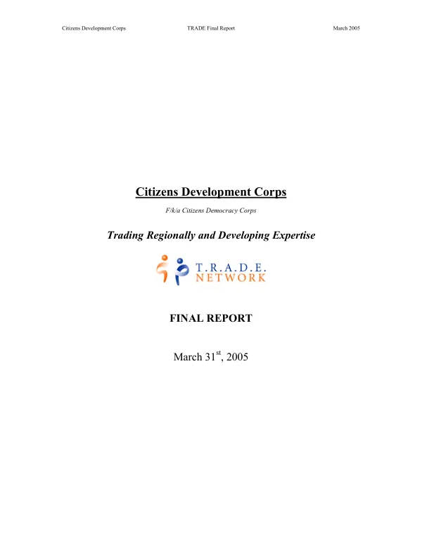 Trading regionally and developing expertise [TRADE] : final report