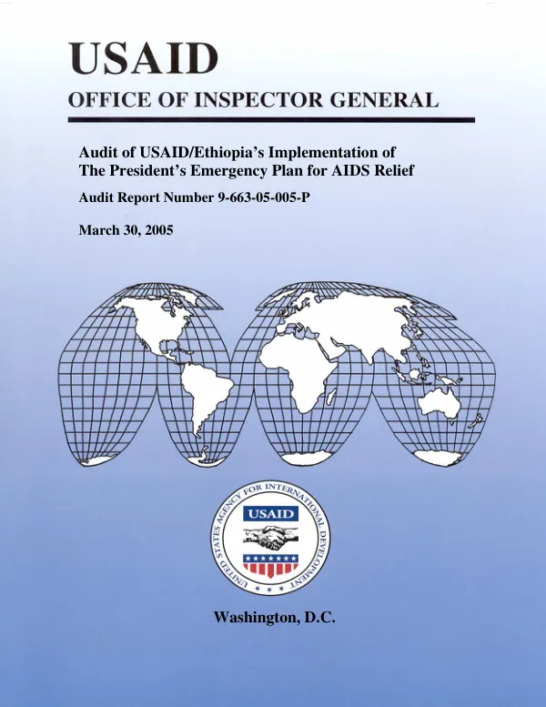 Audit of USAID/Ethiopia"s implementation of the President"s emergency plan for AIDS relief