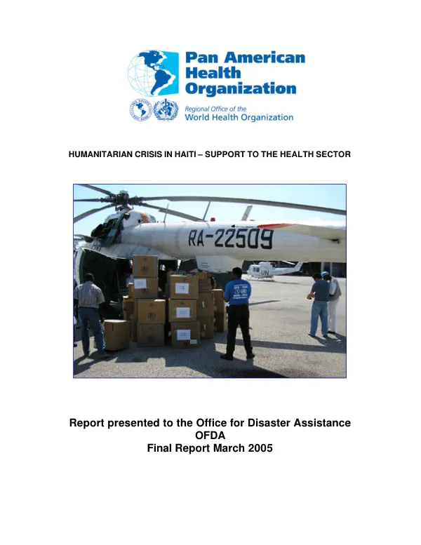 Humanitarian crisis in Haiti : support to the health sector -- final report