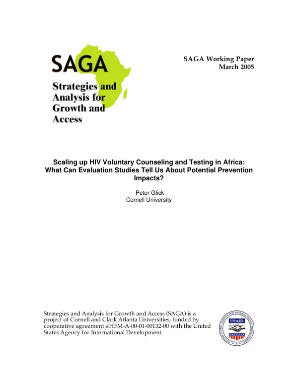 Scaling up HIV voluntary counseling and testing in Africa : what can evaluation studies tell us about potential prevention impacts?