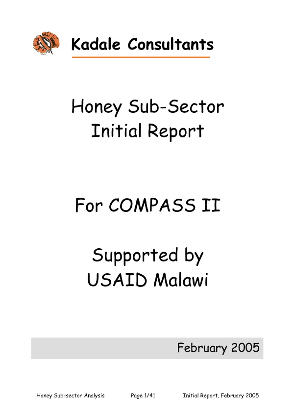 Honey sub-sector initial report