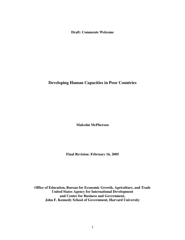 Developing human capacities in poor countries