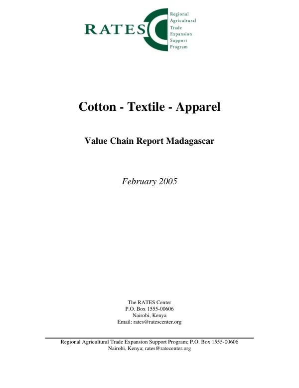Cotton and textile apparel : value chain report Madagascar