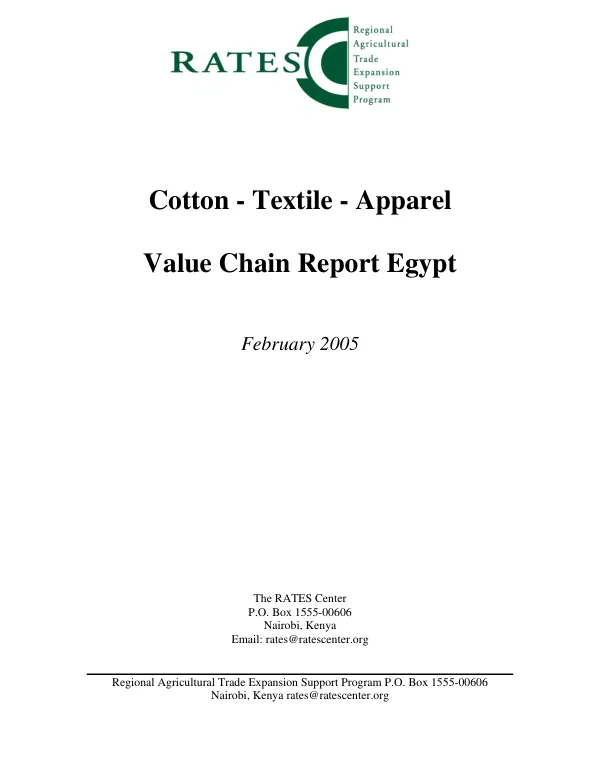 Cotton and textile apparel : value chain report Egypt