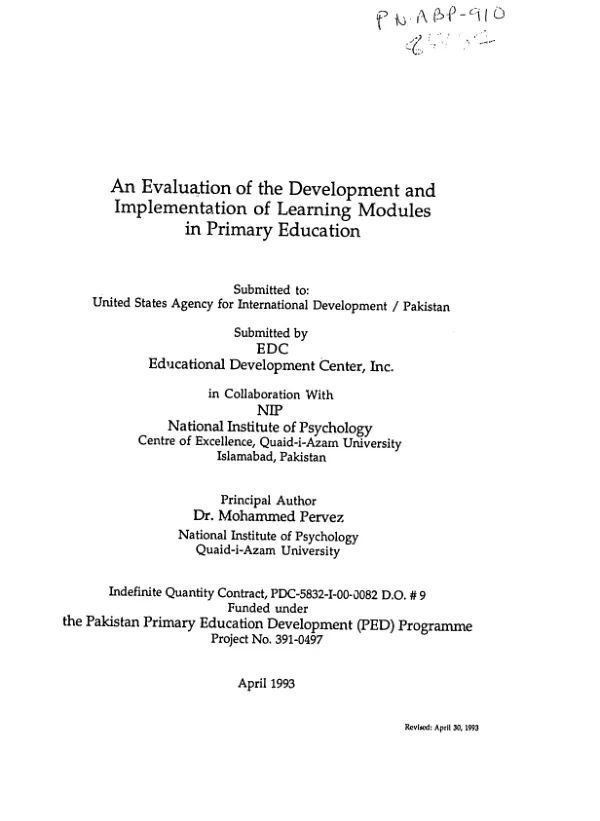 Evaluation of the development and implementation of learning modules in primary education
