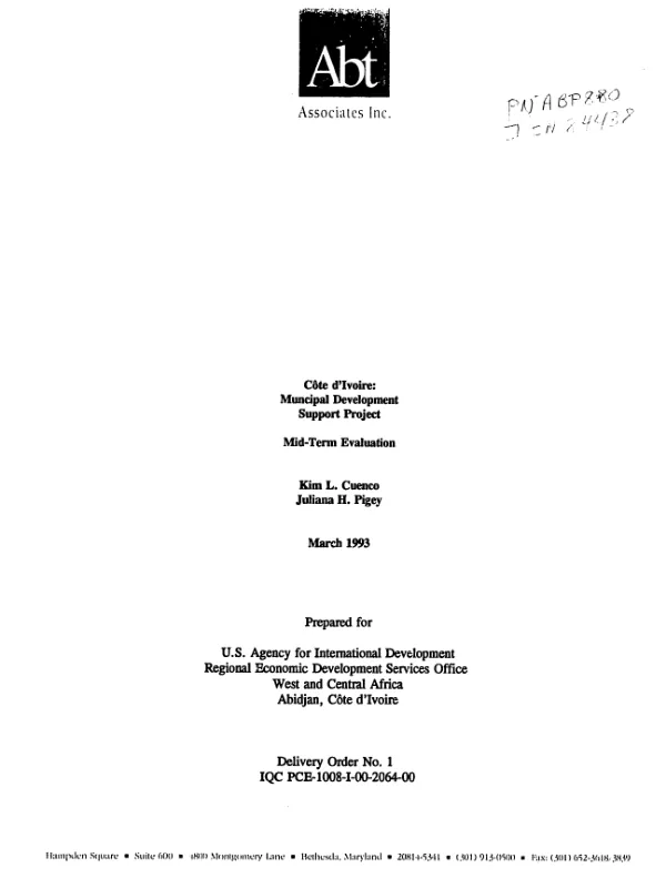 Cote d'Ivoire : municipal development support project -- mid-term evaluation