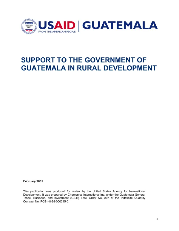 Support to the Government of Guatemala in rural development : final report