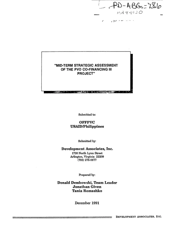 Mid-term strategic assessment of the PVO co-financing III project