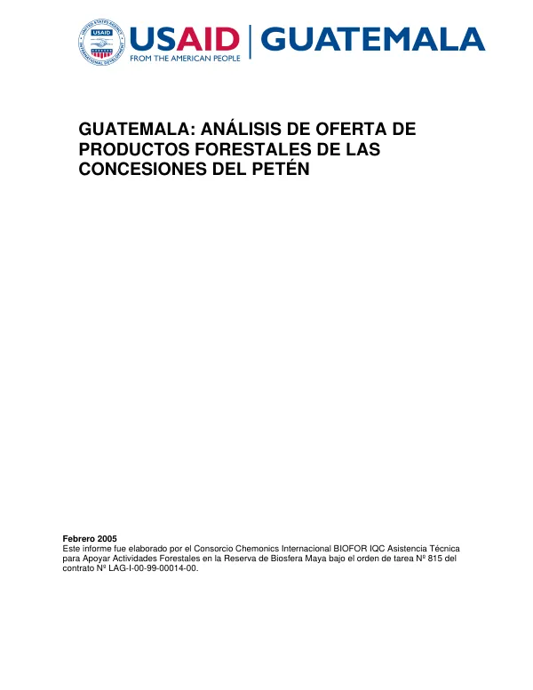 Guatemala : analisis de oferta de productos forestales de la concesiones del Peten