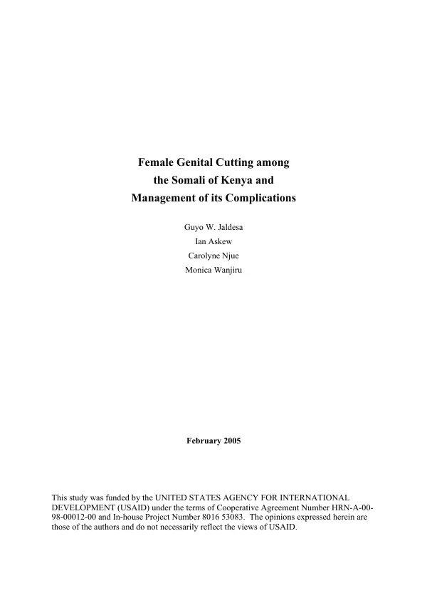 Female genital cutting among the Somali of Kenya and management of its complications